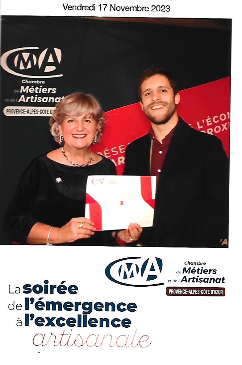 Luisa Delpiano Inversi con Riccardo alla serata del conferimento del titolo di Maître Artisan